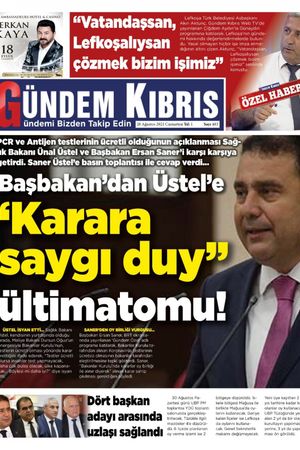 Gündem Kıbrıs Gazetesi - Kıbrıs Haber - 28.08.2021 Manşeti