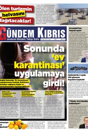 Gündem Kıbrıs Gazetesi - Kıbrıs Haber - 12.03.2021 Manşeti