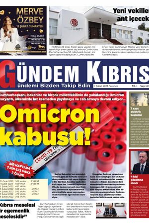 Gündem Kıbrıs Gazetesi - Kıbrıs Haber - 07.02.2022 Manşeti