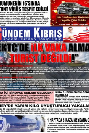 Gündem Kıbrıs Gazetesi - Kıbrıs Haber - 09.02.2021 Manşeti