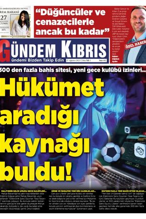 Gündem Kıbrıs Gazetesi - Kıbrıs Haber - 27.08.2021 Manşeti