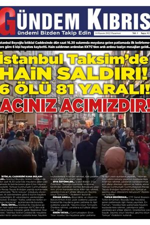 Gündem Kıbrıs Gazetesi - Kıbrıs Haber - 14.11.2022 Manşeti