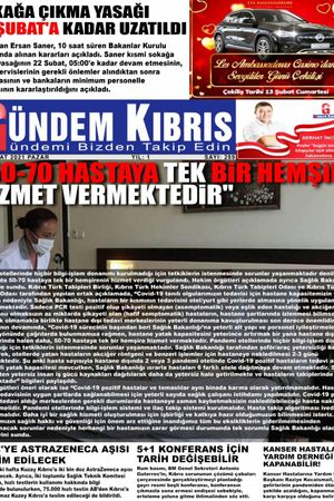 Gündem Kıbrıs Gazetesi - Kıbrıs Haber - 14.02.2021 Manşeti
