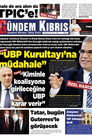 Gündem Kıbrıs Gazetesi - Kıbrıs Haber - 25.06.2021 Manşeti