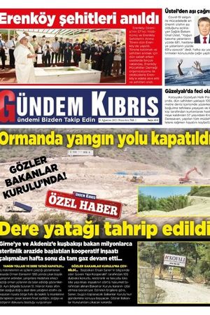 Gündem Kıbrıs Gazetesi - Kıbrıs Haber - 09.08.2021 Manşeti