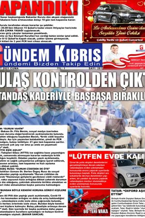 Gündem Kıbrıs Gazetesi - Kıbrıs Haber - 05.02.2021 Manşeti