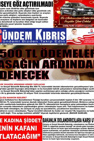 Gündem Kıbrıs Gazetesi - Kıbrıs Haber - 07.02.2021 Manşeti