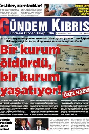 Gündem Kıbrıs Gazetesi - Kıbrıs Haber - 08.07.2022 Manşeti