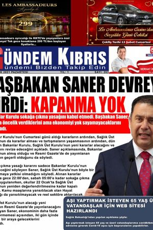 Gündem Kıbrıs Gazetesi - Kıbrıs Haber - 18.01.2021 Manşeti