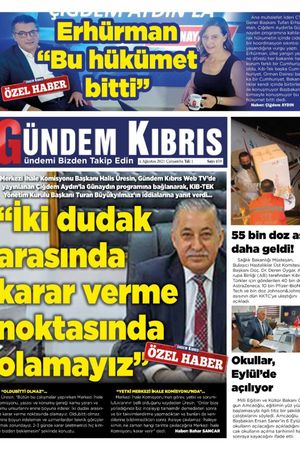 Gündem Kıbrıs Gazetesi - Kıbrıs Haber - 04.08.2021 Manşeti
